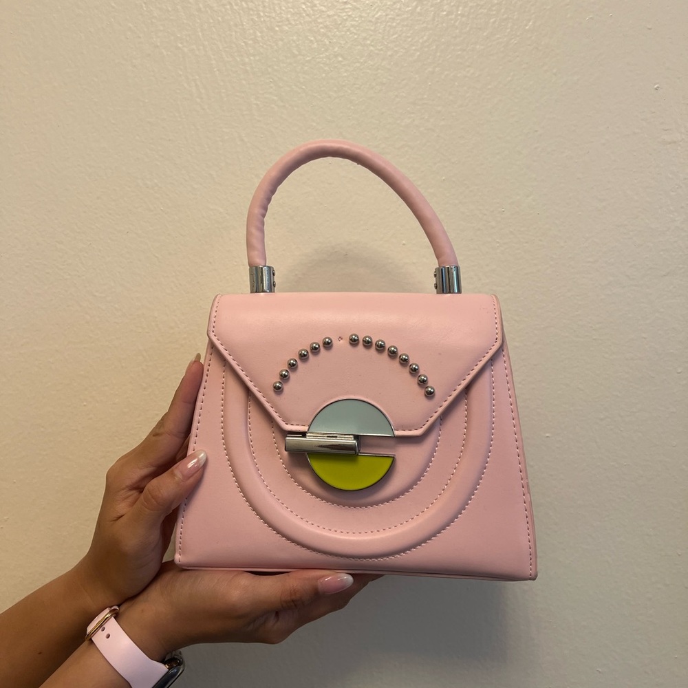 Elegant Pink Handbag with Silver Accents